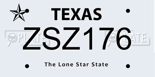ZSZ176 Texas License Plate