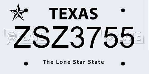 ZSZ3755 Texas License Plate