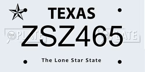 ZSZ465 Texas License Plate