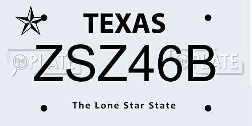 ZSZ46B Texas License Plate