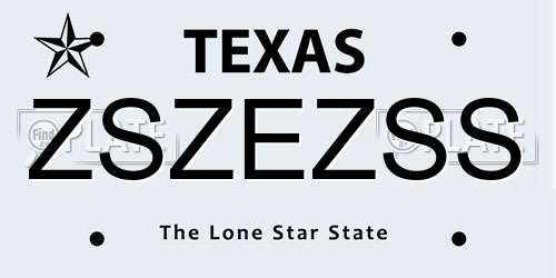 ZSZEZSS Texas License Plate