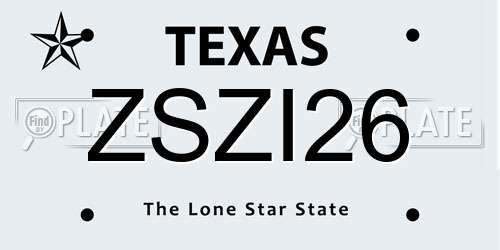 ZSZI26 Texas License Plate