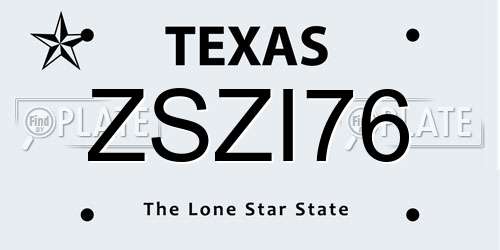 ZSZI76 Texas License Plate