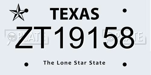 ZT19158 Texas License Plate