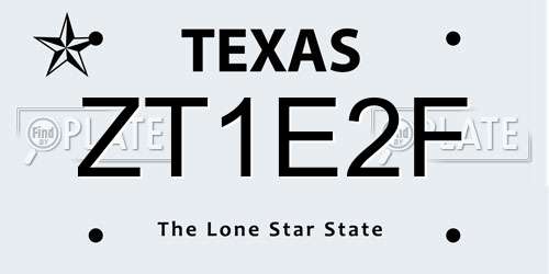 ZT1E2F Texas License Plate