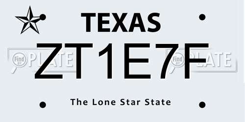 ZT1E7F Texas License Plate