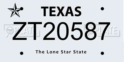 ZT20587 Texas License Plate