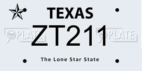 ZT211 Texas License Plate