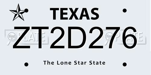 ZT2D276 Texas License Plate