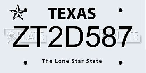 ZT2D587 Texas License Plate