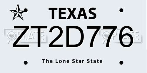 ZT2D776 Texas License Plate