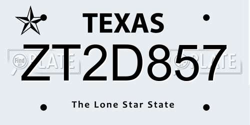 ZT2D857 Texas License Plate