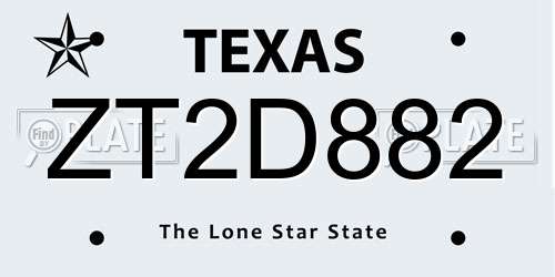 ZT2D882 Texas License Plate