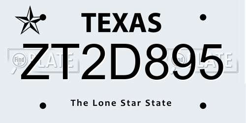 ZT2D895 Texas License Plate