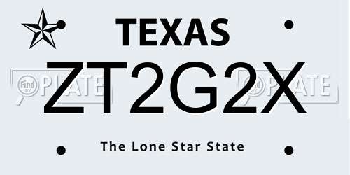 ZT2G2X Texas License Plate