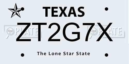 ZT2G7X Texas License Plate