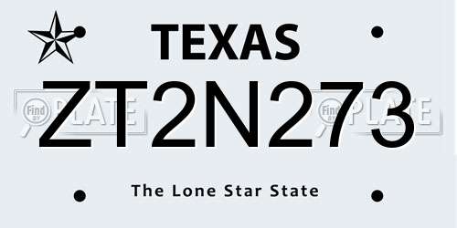 ZT2N273 Texas License Plate