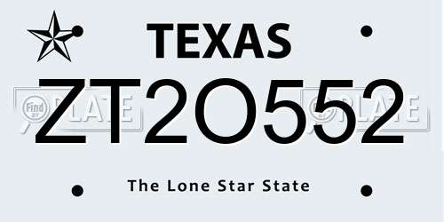 ZT2O552 Texas License Plate