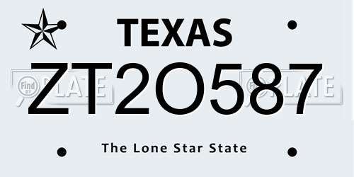 ZT2O587 Texas License Plate