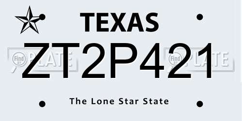 ZT2P421 Texas License Plate