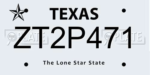ZT2P471 Texas License Plate