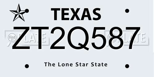 ZT2Q587 Texas License Plate