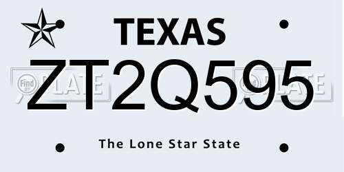 ZT2Q595 Texas License Plate