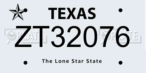 ZT32076 Texas License Plate