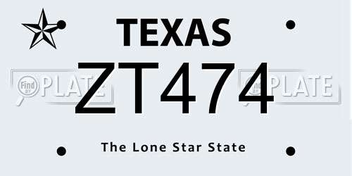 ZT474 Texas License Plate