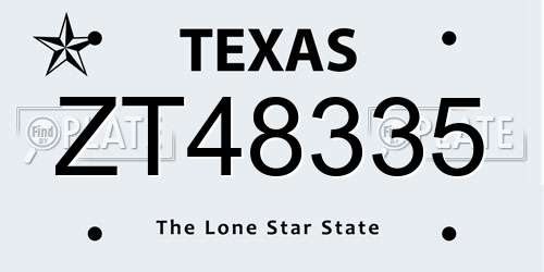 ZT48335 Texas License Plate
