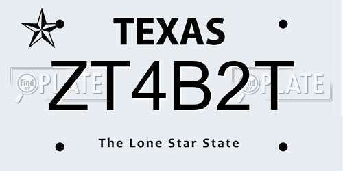 ZT4B2T Texas License Plate