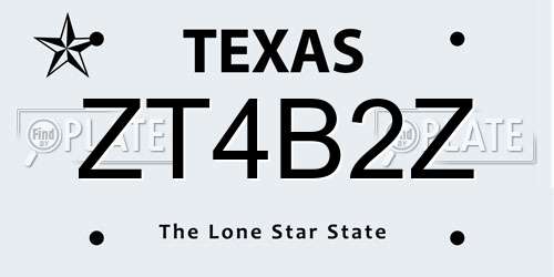 ZT4B2Z Texas License Plate