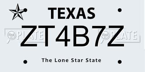 ZT4B7Z Texas License Plate
