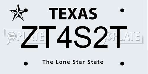 ZT4S2T Texas License Plate