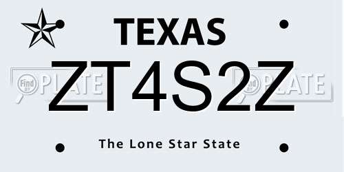 ZT4S2Z Texas License Plate