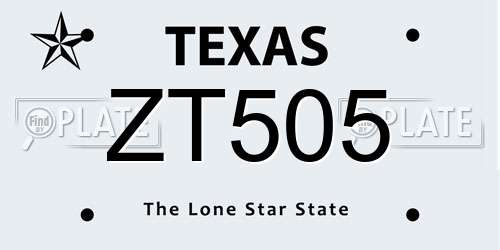 ZT505 Texas License Plate