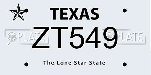 ZT549 Texas License Plate