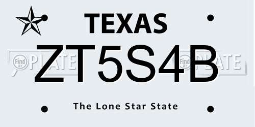 ZT5S4B Texas License Plate