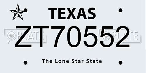 ZT70552 Texas License Plate