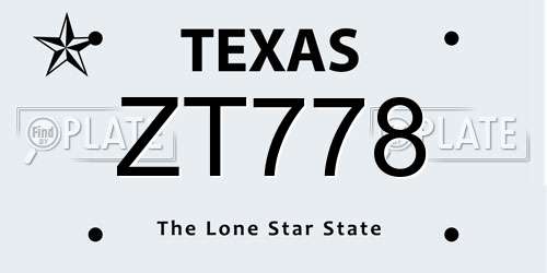 ZT778 Texas License Plate