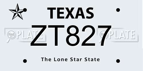 ZT827 Texas License Plate