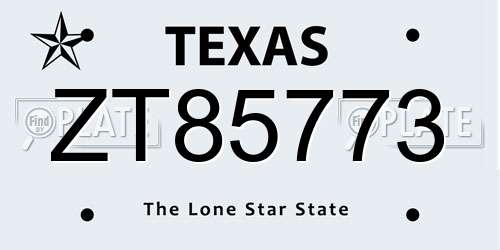 ZT85773 Texas License Plate