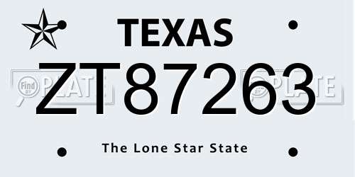 ZT87263 Texas License Plate