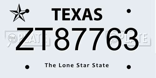 ZT87763 Texas License Plate