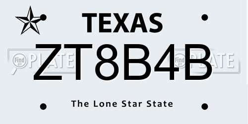 ZT8B4B Texas License Plate