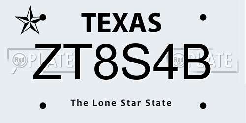 ZT8S4B Texas License Plate