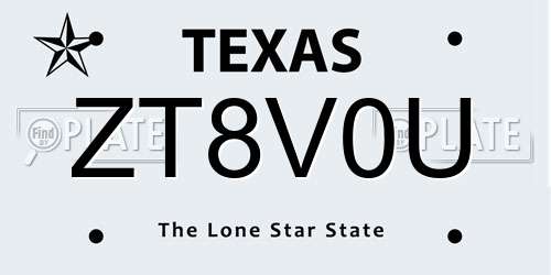 ZT8V0U Texas License Plate