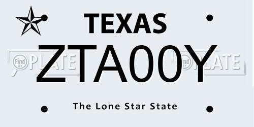 ZTA00Y Texas License Plate