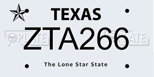 ZTA266 Texas License Plate