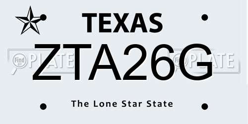 ZTA26G Texas License Plate